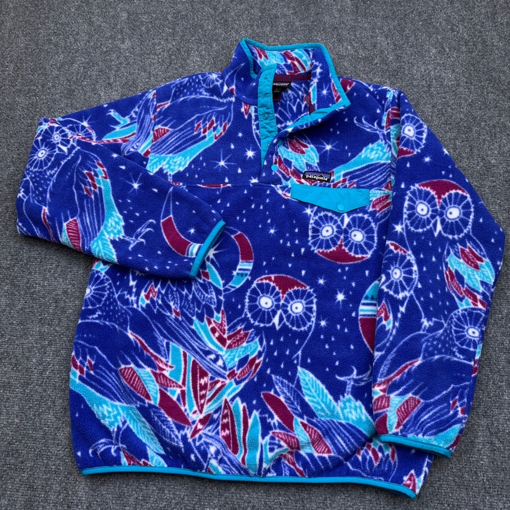 Patagonia Lightweight Synchilla Snap-T Women's Large Moon Owl: Harvest Moon Blue